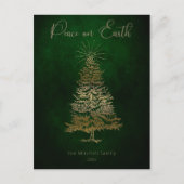 Elegante Vrede op Aarde Gouden Script en Boom Briefkaart (Voorkant)