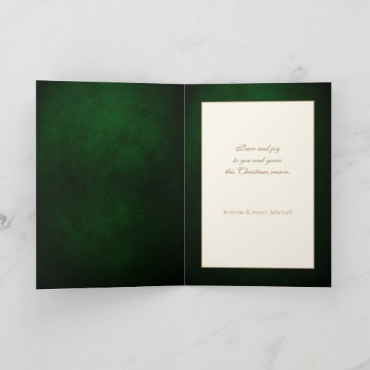 Elegante Vrede op Aarde Gouden Script en Boom Feestdagen Kaart (Binnen)