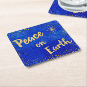 Elegante Vrede op Aarde Gouden Sterren Kerstmis Kartonnen Onderzetters (Schuin)