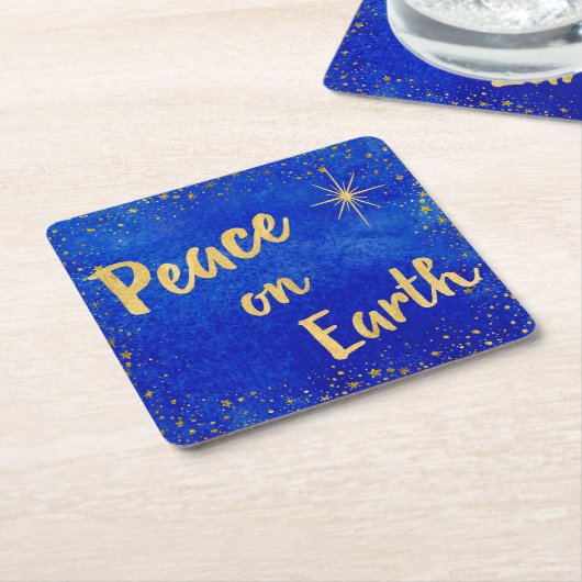 Elegante Vrede op Aarde Gouden Sterren Kerstmis Kartonnen Onderzetters (Schuin)