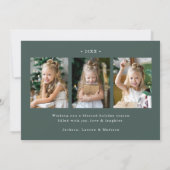 Elegante Vrede op Aarde Script Dark Sage 4 Foto Feestdagenkaart (Achterkant)