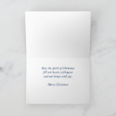 Elegante Vrede op Blauwe Kerstmis met Duif Feestdagen Kaart (Binnen)