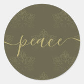 Elegante Vrede Typografie Sneeuwvlok Kerstmis Ronde Sticker (Voorkant)