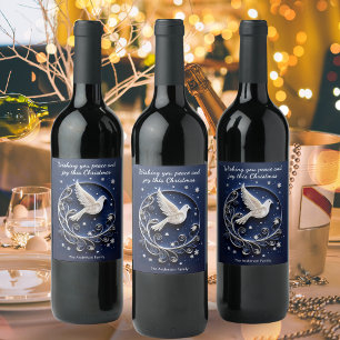 Elegante Vredesduif Neppe Papercraft Chic Kerstmis Wijn Etiket