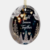 Elegante Vredesduiven Twinkelen Familie Licht Seiz Keramisch Ornament (Rechts)