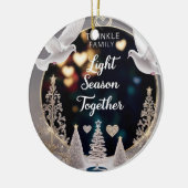 Elegante Vredesduiven Twinkelen Familie Licht Seiz Keramisch Ornament (Links)