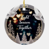 Elegante Vredesduiven Twinkelen Familie Licht Seiz Keramisch Ornament (Achterkant)