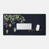Elegante Vredige Decoratieve Bladeren en Lantaarns Bureaumat (Keyboard & Muis)