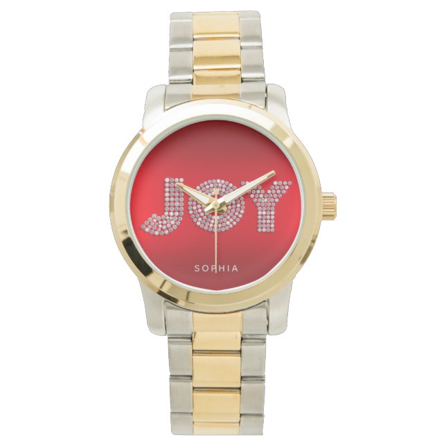 Elegante 'VREUGDE' aangepaste naam Dames Goud & Zi Horloge (Voorkant)