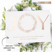 Elegante "Vreugde" gepersonaliseerde echte Folie Feestdagenkaart