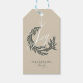 Elegante Vreugde Kalligrafie Garland Krans Familie Cadeaulabel (Voorkant)