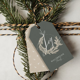 Elegante Vreugde Kalligrafie Garland Krans Familie Cadeaulabel