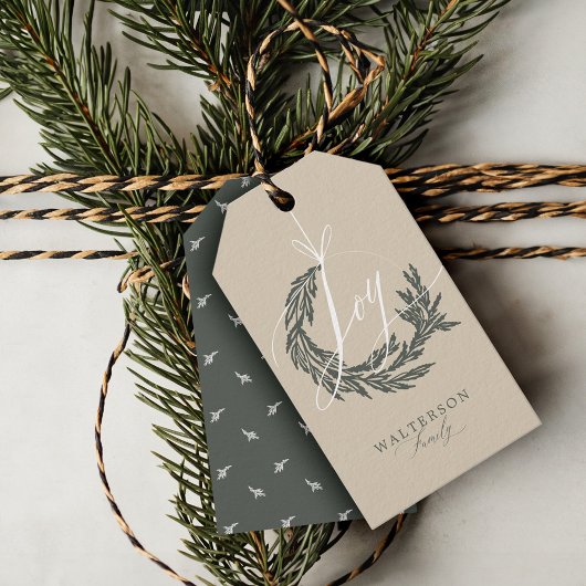 Elegante Vreugde Kalligrafie Garland Krans Familie Cadeaulabel