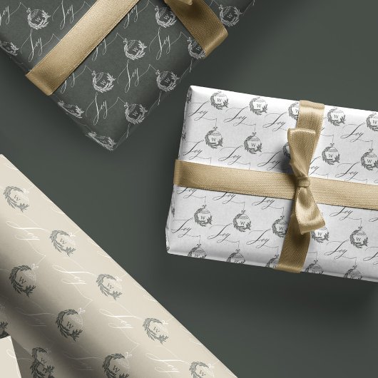 Elegante Vreugde Kalligrafie Garland Wreath Monogr Inpakpapier Vel