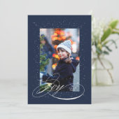 Elegante vreugde met één foto marineKerstmis Feestdagenkaart (Staand voorkant)