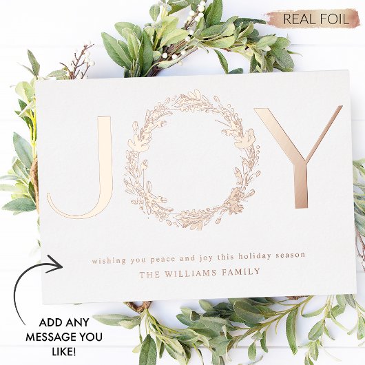 Elegante "Vreugde" Persoonlijke Echt Folie Feestdagenkaart