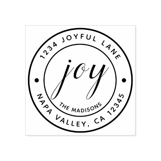 Elegante Vreugde Rond Terugkeeradres Rubberstempel (Afrduk)