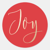 Elegante Vreugde Rood en Gouden Vakantie Ronde Sticker (Voorkant)