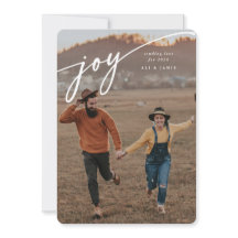 Elegante 'Vreugde' Witte Script Nieuwjaar Plat Fot