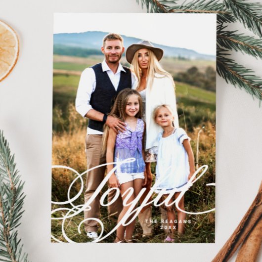 Elegante vreugdevolle kalligrafie foto feestdagenkaart