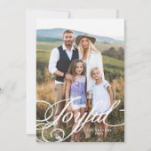 Elegante vreugdevolle kalligrafie foto feestdagenkaart (Voorkant)