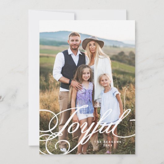 Elegante vreugdevolle kalligrafie foto feestdagenkaart (Voorkant)