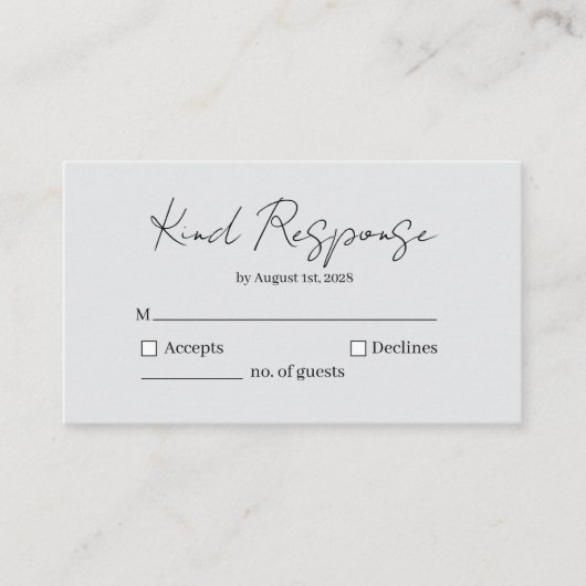 Elegante vriendelijke reactie RSVP kaart (Voorkant)