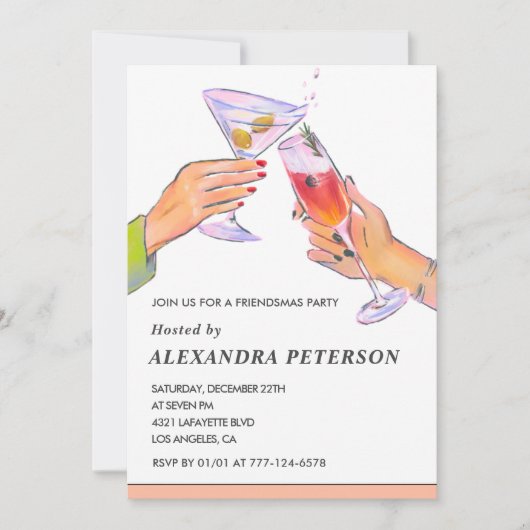 Elegante Vriendschap uitnodigingen Cocktail Party (Voorkant)