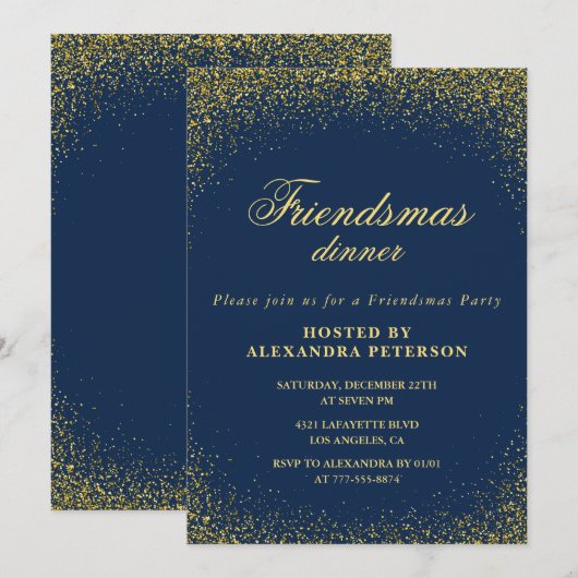 Elegante Vriendschappen uitnodigingen Gold Glitter (Voorkant / Achterkant)