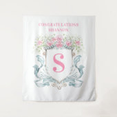 Elegante Vrijgezellenfeest Crest met Rozen Achterg Wandkleed (Voorkant)