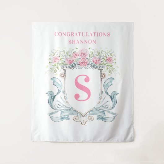 Elegante Vrijgezellenfeest Crest met Rozen Achterg Wandkleed (Voorkant)