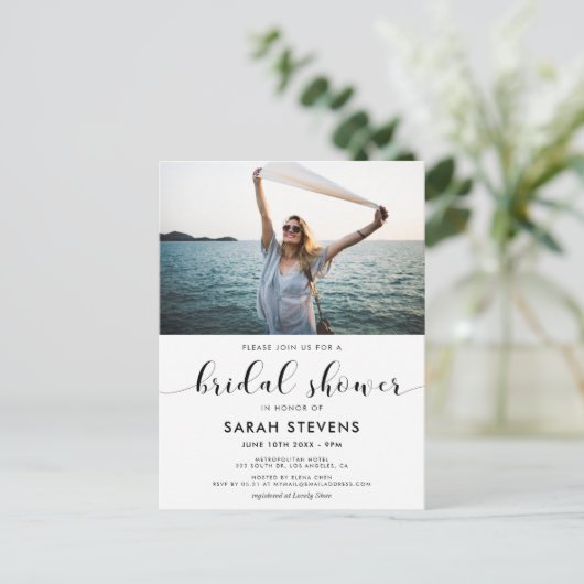 Elegante vrijgezellenfeest fotouitnodiging briefkaart (Staand voorkant)