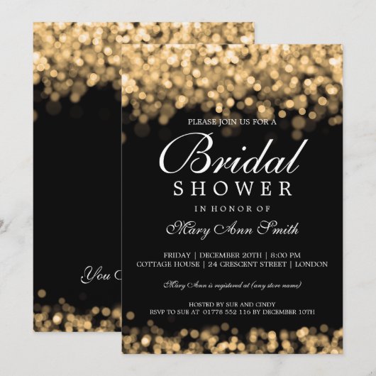 Elegante Vrijgezellenfeest gouden lichten Kaart (Voorkant / Achterkant)