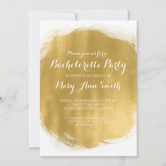 Elegante vrijgezellenfeest gouden verf look kaart (Voorkant)