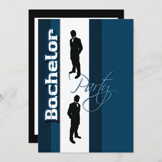 Elegante "vrijgezellenfeest" heren dîner dansant kaart (Voorkant / Achterkant)