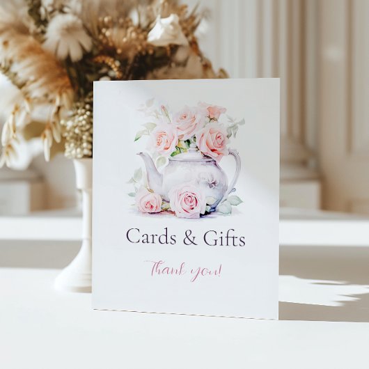 Elegante Vrijgezellenfeest Tea Party Kaarten en ge Reclamebord Met Voetstuk