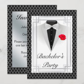 Elegante vrijgezellenfeest uitnodiging in zilver (Voorkant / Achterkant)