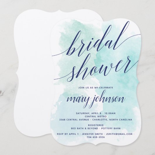 Elegante Vrijgezellenfeest Waterverf bruiloft Kaart (Voorkant / Achterkant)