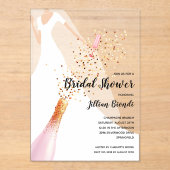 Elegante Vrijgezellenfeesten kleding en sluier Acryl Uitnodigingen (Voorkant)