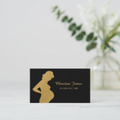Elegante vroedvrouw zwart en faux goud zwangere vr visitekaartje (Staand voorkant)