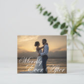 elegante vrolijk altijd na bruiloftsfoto feestdagenkaart (Staand voorkant)