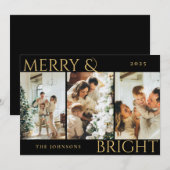 Elegante vrolijk en helder 3 foto collage kerst feestdagenkaart (Voorkant / Achterkant)