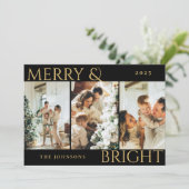 Elegante vrolijk en helder 3 foto collage kerst feestdagenkaart (Staand voorkant)