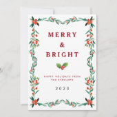 Elegante Vrolijk en Helder Kerstmis Rood en Groen Feestdagenkaart (Voorkant)