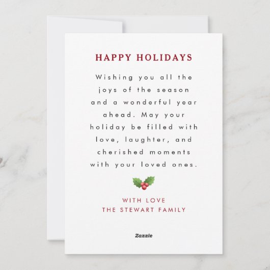 Elegante Vrolijk en Helder Kerstmis Rood en Groen Feestdagenkaart (Achterkant)