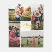 Elegante Vrolijk Goud Kerstmis Vier Fotocollage Fleece Deken (Voorkant)