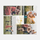 Elegante Vrolijk Goud Kerstmis Vier Fotocollage Fleece Deken (Voorkant (Horizontaal))
