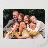 Elegante vrolijk kerstfeest aangepaste foto folie feestdagenkaart (Voorkant)