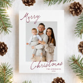 Elegante vrolijk kerstfeest bourgondische script f feestdagenkaart