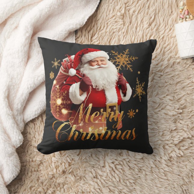 Elegante vrolijk kerstfeest Kerstman Kussen (Deken)